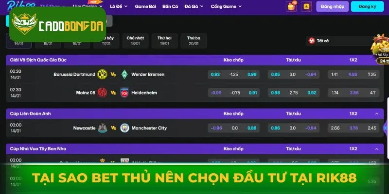 Tại sao bet thủ nên chọn đầu tư bóng đá tại Rik88